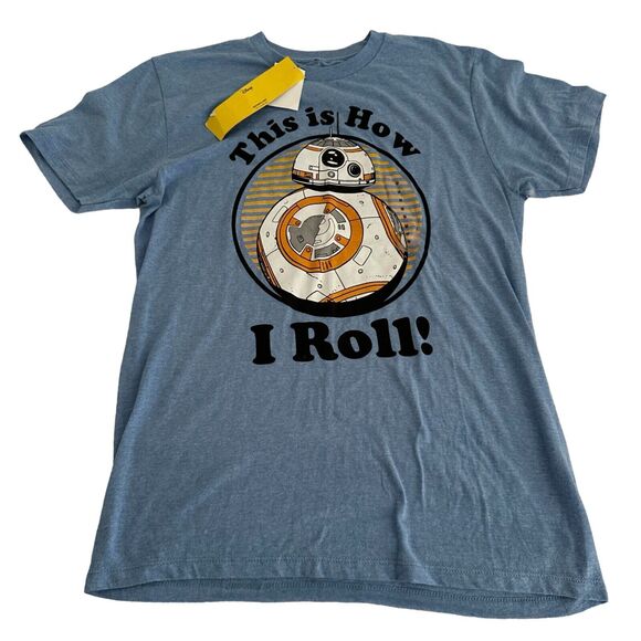 BB-8 "This is How I Roll" T-Shirt Star Wars Tee Men Sz Medium Blue Fifth Sun NEW - Picture 1 of 4